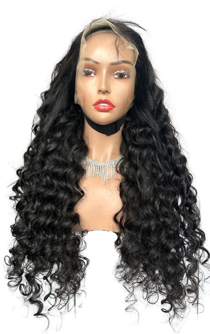 Luxe Virgin Deep Wave Transparent Lace Frontal Wig